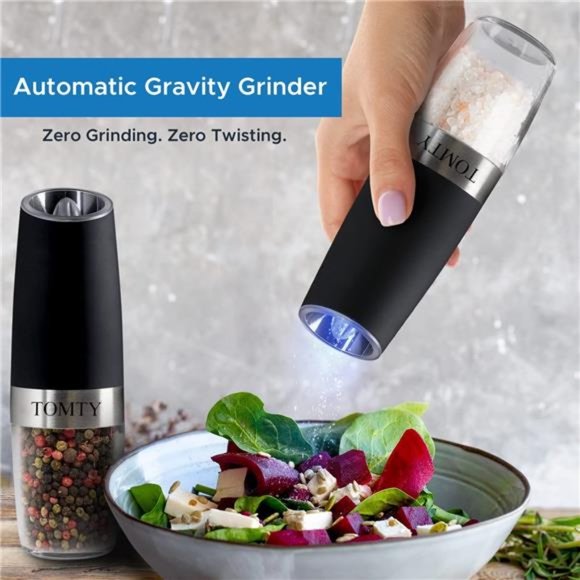 (2 Pack) Gravity Electric Salt and Pepper Grinder Set Battery Operated - Picture 7 of 7